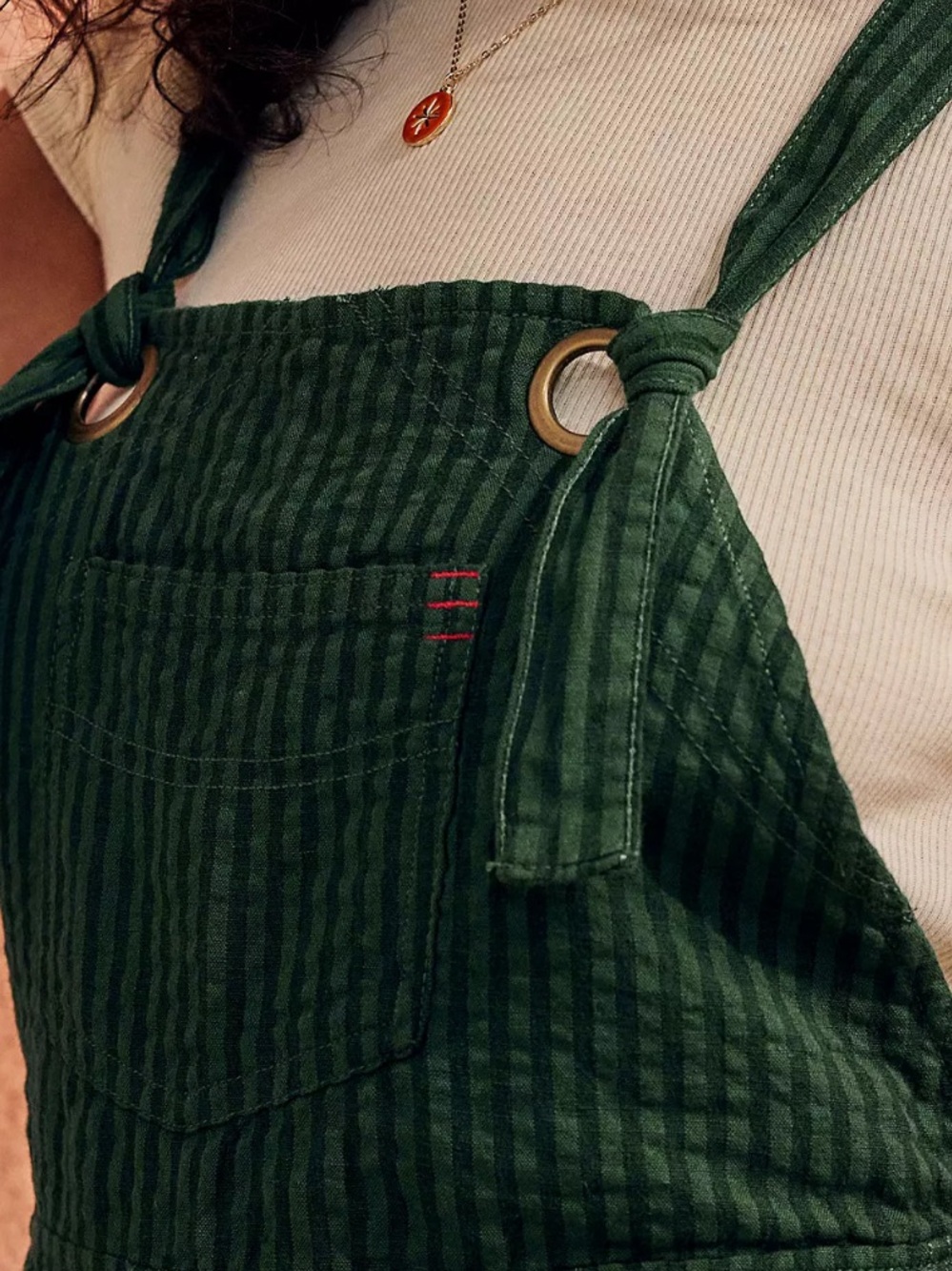 XS BDG Urban Outfitters Green Sadie Linen Blend Dungarees Playsuit Romper - Picture 2 of 16